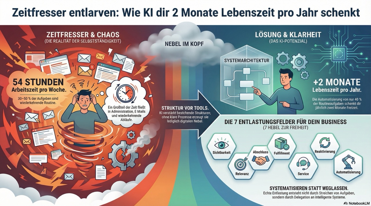 Infografik: Die 7 Entlastungsfelder für KI-gestützte Prozesse